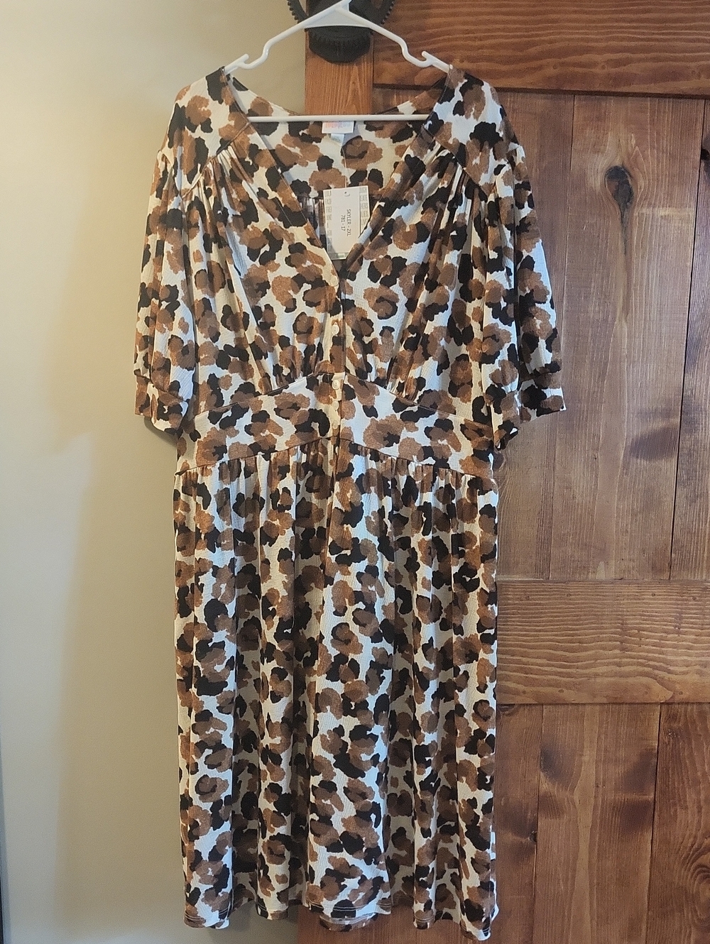 LuLaRoe Skyler Brown and Black Leopard Midi Dress